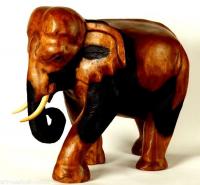 Bild zum Artikel: ELEFANT STATUR AUS HOLZ ZU 100% HANDGESCHNITZT MASSIV SKULPTUR 30x28x16cm