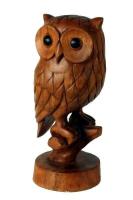 Bild zum Artikel: SCHÖNE EULE STATUETTE ZU 100% AUS HOLZ GESCHNITZT MASSIV HANDARBEIT CA.42 x 18 x 18 CM