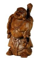 Bild zum Artikel: HAPPY - BUDDHA FIGUR STATUE SKULPTUR AUS HOLZ ZU 100% HANDGESCHNITZT CA. 27 CM