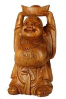 Bild zum Artikel: GROSSE SCHWERE HAPPY - BUDDHA STATUE AUS HOLZ ZU 100% HANDGESCHNITZT CA. 65 CM
