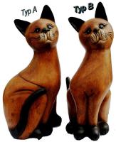 Bild zum Artikel: Schöne Katze Holz Figur Statue Skulptur 100% handgeschnitzt massiv 53 cm Typ A oder B